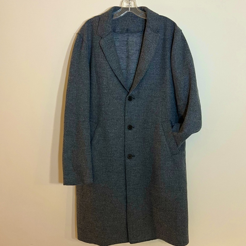 Zara Large Mens Lightweight Wool Grey/Charcoal Peacoat
